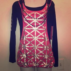 NWT neon fuchsia long sleeve top girls size 16